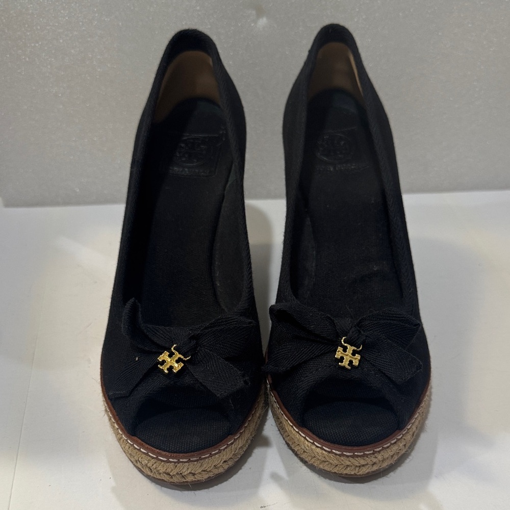 Tory Burch Black Espadrilles with Gold Logo